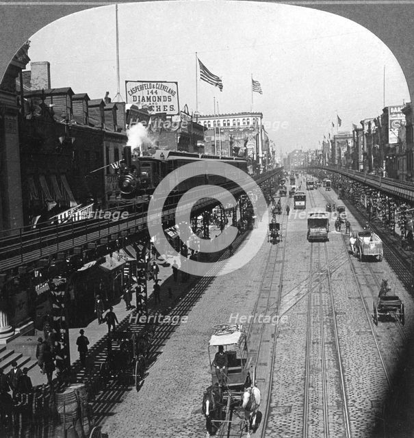 The Bowery, New York, USA, 1900.Artist: BL Singley