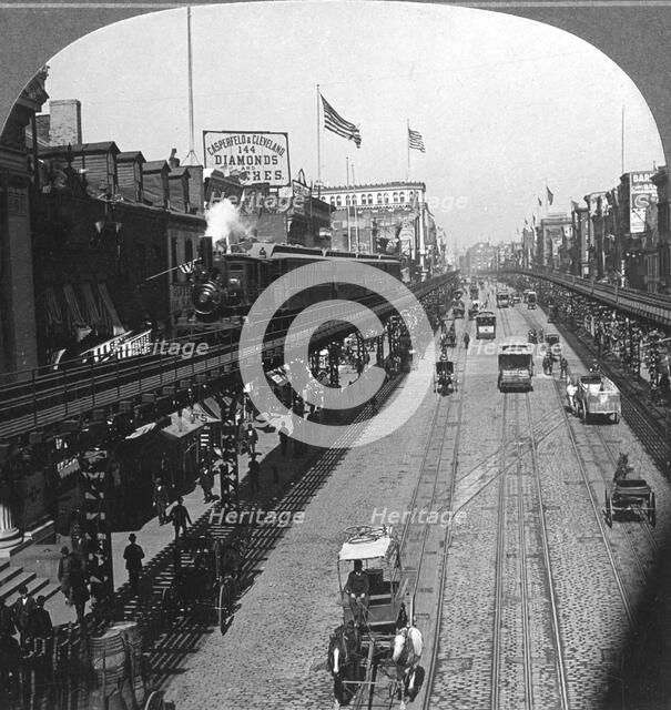 The Bowery, New York, USA, 1900.Artist: BL Singley