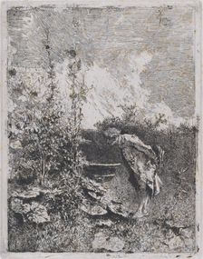 The botanist: a man in a garden examining its contents, 1860-70. Creator: Mariano Jose Maria Bernardo Fortuny y Carbo