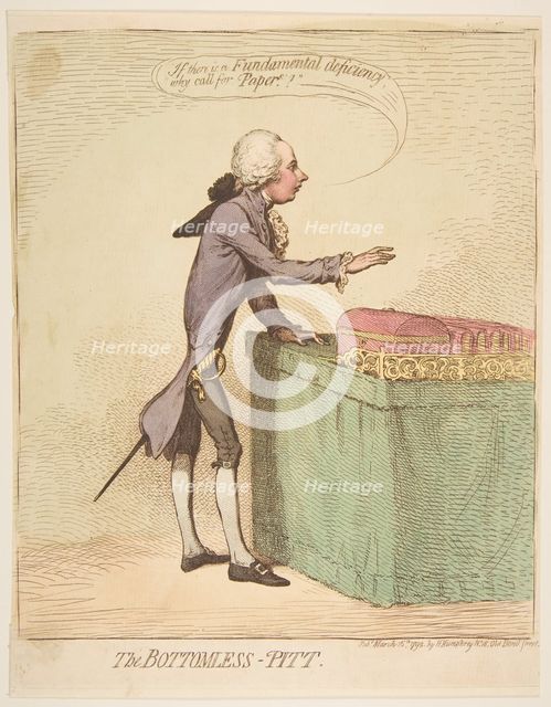 The Bottomless-Pitt, March 16, 1792. Creator: James Gillray.
