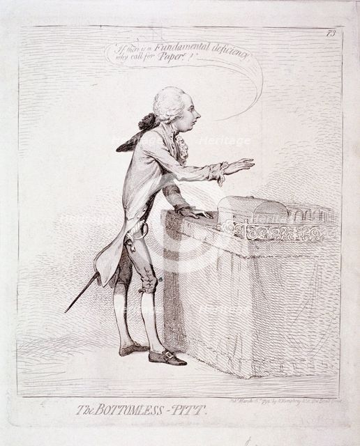 'The bottomless-Pitt' , Pitt making a speech, London, 1792. Artist: Anon