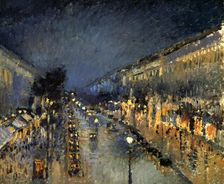 The Boulevard Montmartre at Night 1897. Artist: Camille Pissarro