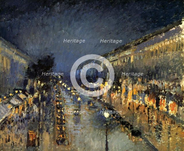 'The Boulevard Montmartre at Night', 1897. Artist: Camille Pissarro