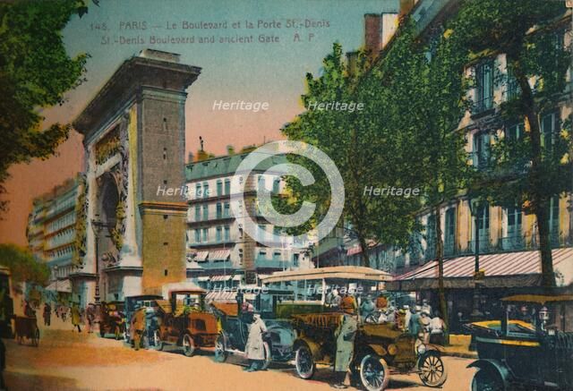 The Boulevard Saint-Denis and Porte Saint-Denis, Paris, c1920. Artist: Unknown.