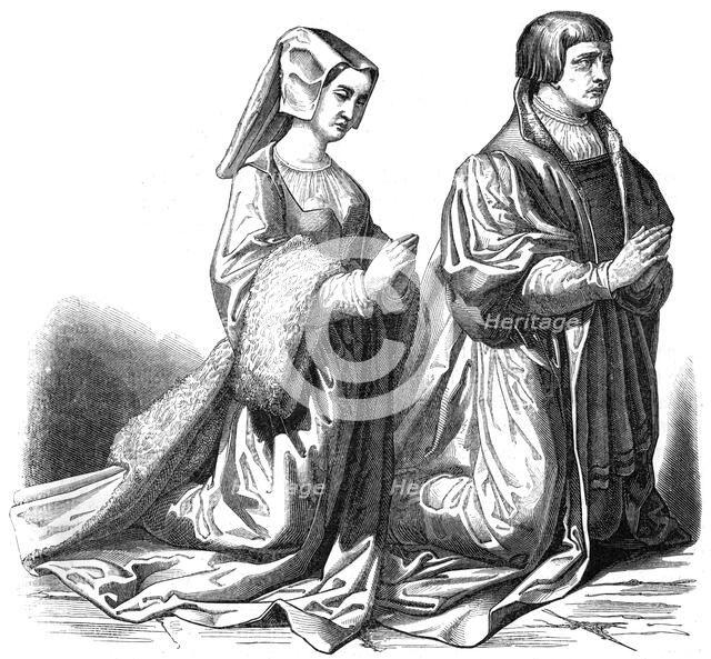 The bourgeoisie of Gand praying, 15th century (1846). Artist: Unknown