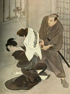 The box, which served her as a shield, was speedily cut in two... 1919. Creator: Unknown