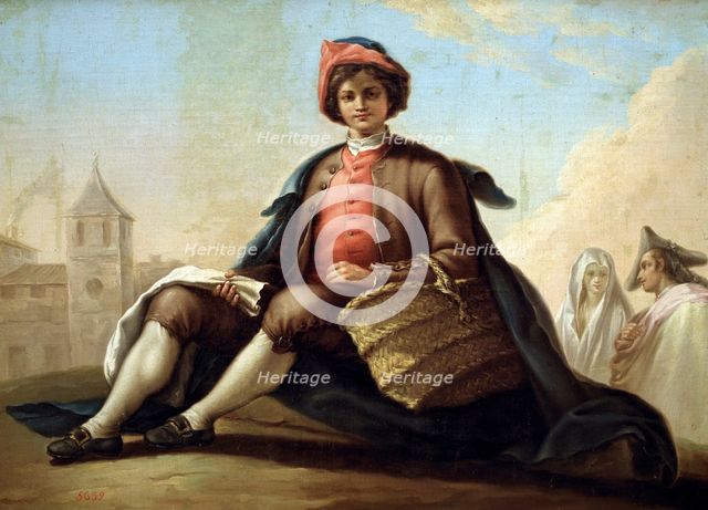 The boy with a basket', oil.