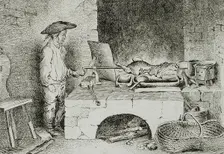 The Boy with the Sausage Spit, 1764. Creator: Daniel Nikolaus Chodowiecki
