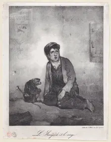 The Boy from Savoy and His Monkey, 1823. Creator: Alexandre Gabriel Decamps