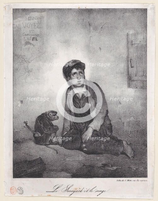 The Boy from Savoy and His Monkey, 1823. Creator: Alexandre Gabriel Decamps.