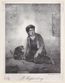 The Boy from Savoy and His Monkey, 1823. Creator: Alexandre Gabriel Decamps