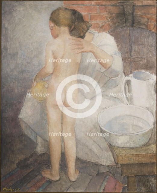 The boy is being washed, 1932. Creator: Alvar Cawén.