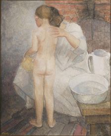 The boy is being washed, 1932. Creator: Alvar Cawén
