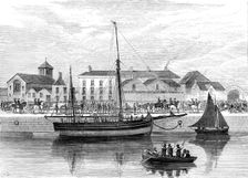 The boycotted smack Wave, under police guard at Cork, 1881. Creator: Unknown