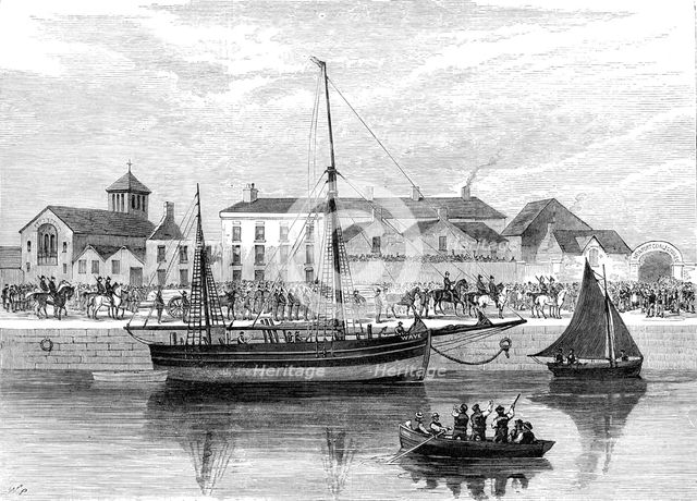 The boycotted smack Wave, under police guard at Cork, 1881. Creator: Unknown.