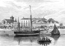 The boycotted smack Wave, under police guard at Cork, 1881. Creator: Unknown