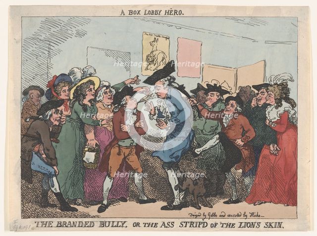 The Branded Bully, or the Ass Stripp'd of the Lion's Skin, 1786., 1786. Creator: Thomas Rowlandson.