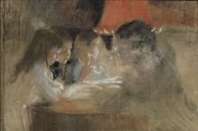 The Brandt Family Children (By the Lamp), 1889. Creator: Albert Edelfelt