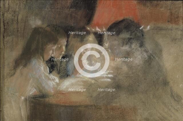 The Brandt Family Children (By the Lamp), 1889. Creator: Albert Edelfelt.