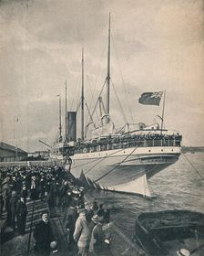The "Braemar Castle" off to the Cape, with Troops c1900. Creator: Unknown