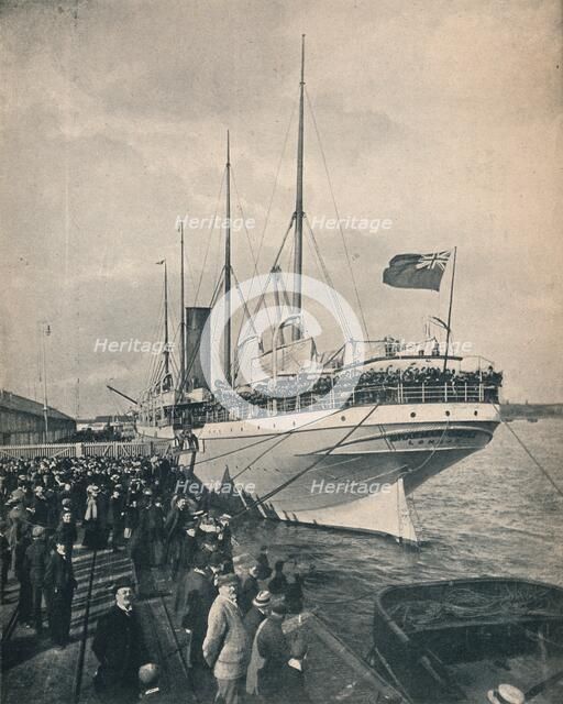 'The "Braemar Castle" off to the Cape, with Troops', c1900. Creator: Unknown.