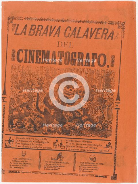 The brave cinematographer skeleton, 1906., 1906. Creator: José Guadalupe Posada.