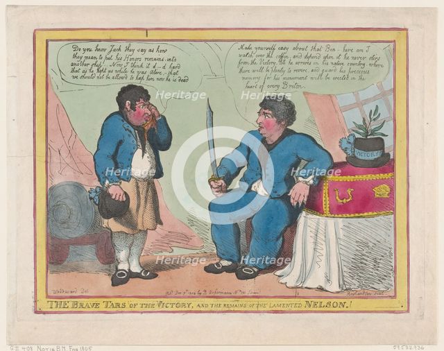 The Brave Tars of the Victory, and The Remains of the Lamented Nelson!, May 1, 1806., May 1, 1806. Creator: Thomas Rowlandson.