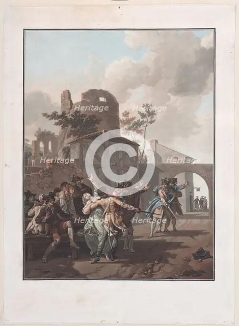 The Brawl (La Rixe), ca. 1792. Creator: Charles-Melchior Descourtis.