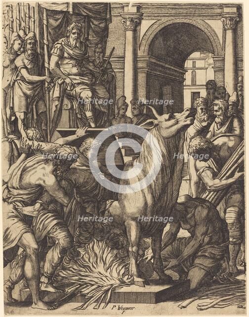 The Brazen Bull of Phalarus. Creator: Pierre Woeiriot.