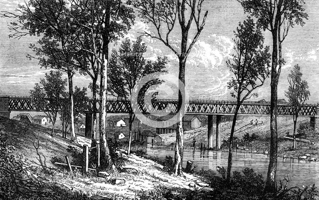 The Bremer Railway Bridge near Ipswich, Queensland, 1868. Creator: Mason Jackson.