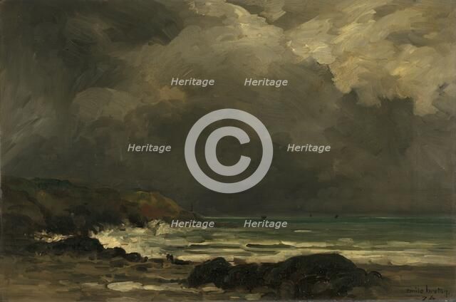 The Breakers, 1874. Creator: Emile Breton.