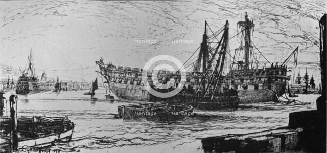 'The Breaking Up of the Agamemnon', 1870. Artist: Seymour Haden.