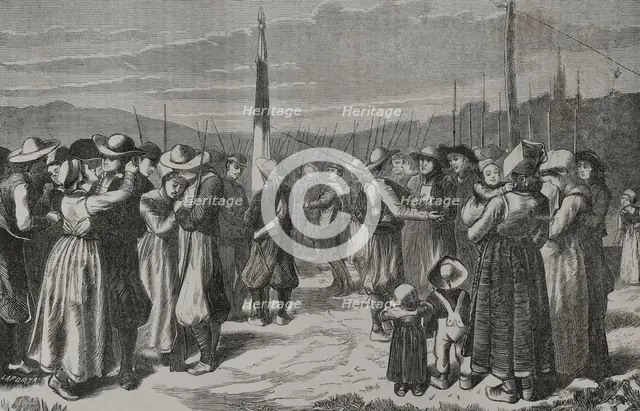 The Breton Mobile Guard bidding farewell to their families, 1871.  Creator: Enrique Laporta Valor.