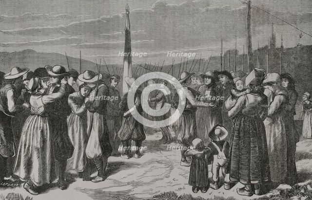 The Breton Mobile Guard bidding farewell to their families, 1871.  Creator: Enrique Laporta Valor.
