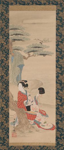 The Brine Maiden Matsukaze, early 18th century. Creator: Nishimura Shigenobu