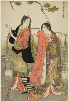 The Brine Maidens of Suma, from the series "A Brocade of Eastern Manners...", c. 1783/84. Creator: Torii Kiyonaga