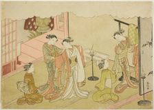 The Bride Changing Clothes (Iro-naoshi), the fifth sheet of the series "Marriage in Bro..., c. 1769. Creator: Suzuki Harunobu