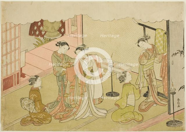 The Bride Changing Clothes (Iro-naoshi), the fifth sheet of the series "Marriage in Bro..., c. 1769. Creator: Suzuki Harunobu.
