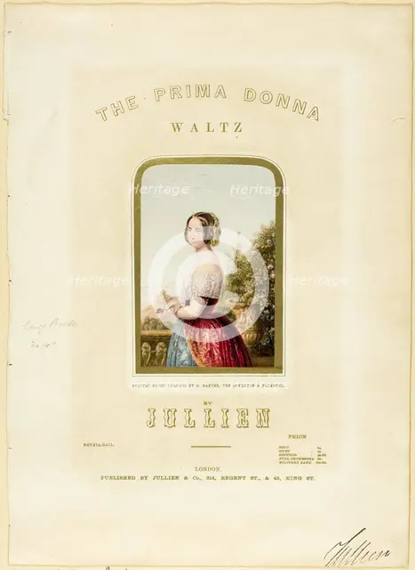 The Bride, cover for The Prima Donna Waltz sheet music, 1850. Creator: George Baxter.