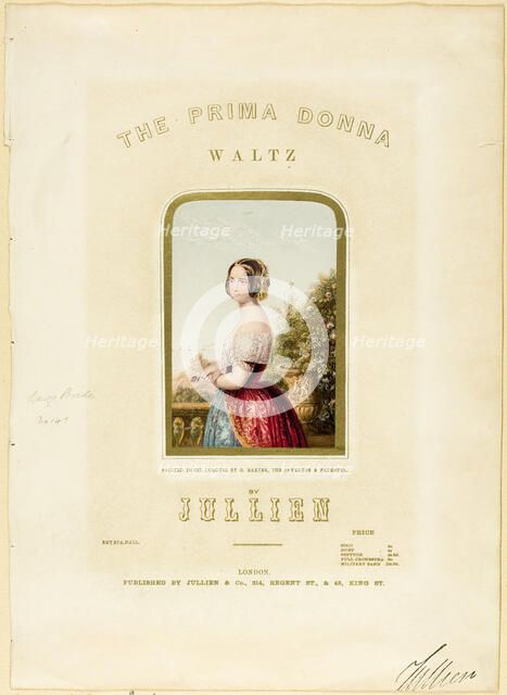 The Bride, cover for The Prima Donna Waltz sheet music, 1850. Creator: George Baxter.