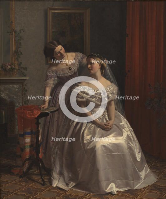 The bride is adorned by her friend, 1859. Creator: Henrik Olrik.
