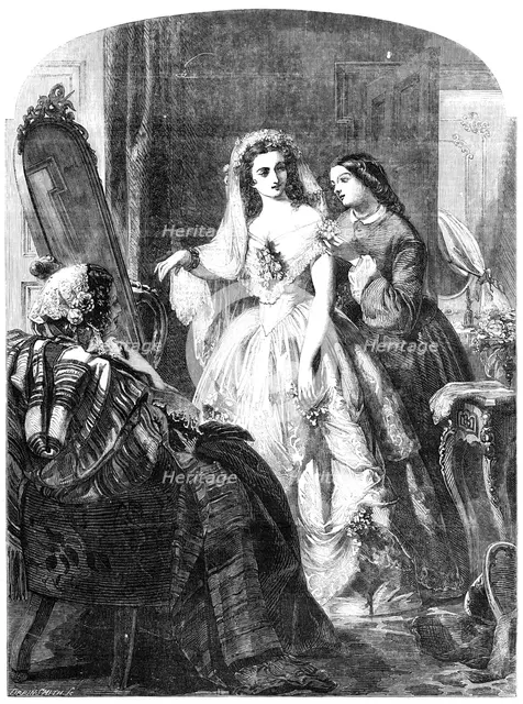 "The Bride" - painted by A. Solomon - from the Exhibition of the Royal Academy, 1856.  Creator: Harvey Orrin Smith.