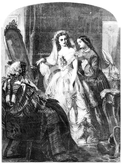 "The Bride" - painted by A. Solomon - from the Exhibition of the Royal Academy, 1856.  Creator: Harvey Orrin Smith.