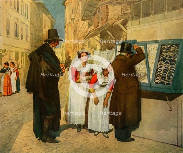 'The Bridegroom Campagnuolo choosing Earrings for his Bride', 1838, (1965). Creator: Aleksandr Ivanov.