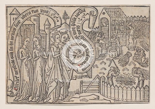 The Bridegroom Showing the Bride His Land, from a Canticum Canticorum..., ca. 1460/1465. Creator: Anon.