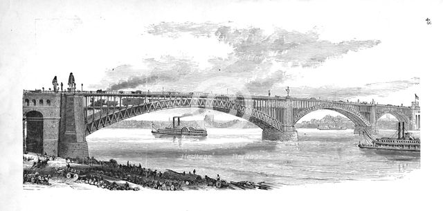 'The Bridge across the Mississippi at St. Louis', 1883. Artist: Unknown.