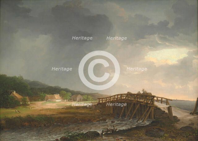The Bridge across Tryggevælde River with a View of Koge, Zealand, 1813-1816. Creator: Johan Christian Dahl.