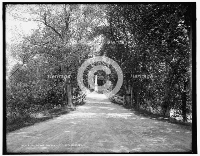 The Bridge and the monument, Concord, between 1890 and 1901. Creator: Unknown.