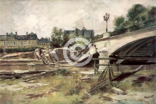 'The Bridge at the Aisne', France, 1915, (1926).Artist: Francois Flameng