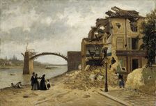 The Bridge at Asnières after the Siege of Paris in 1871, 1871. Creator: Adolf von Becker